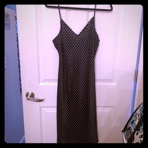 Black and white polka dot slip dress